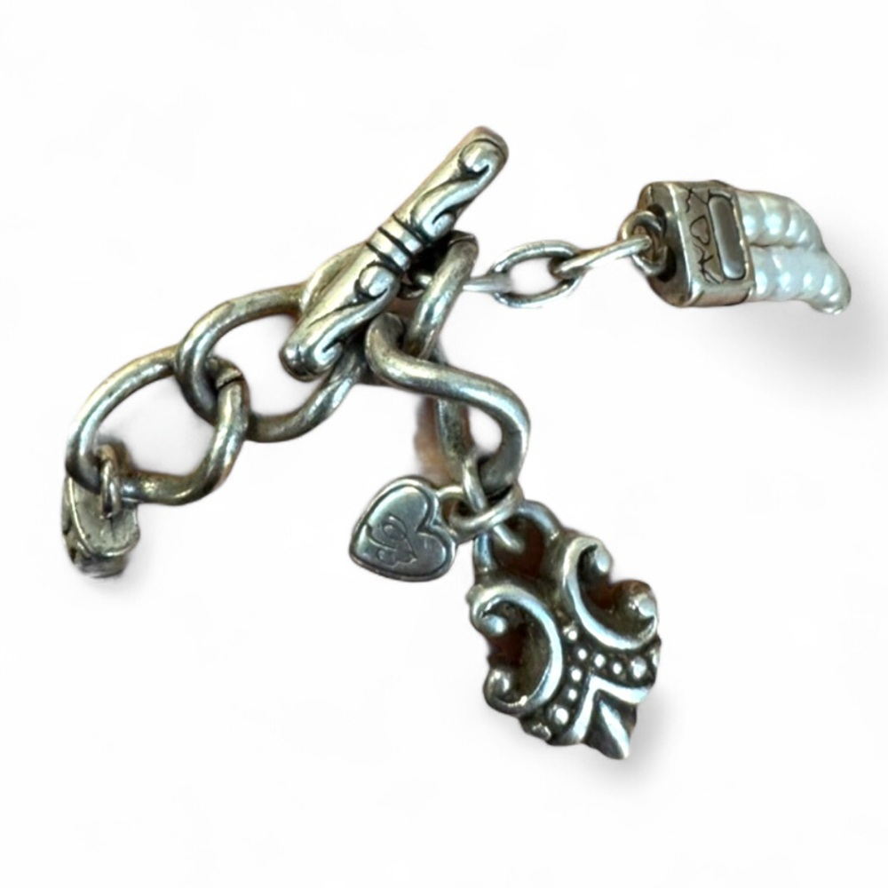 Brighton Silver Plated Bracelet Pearl & intricate hardware - Picture 2 of 2